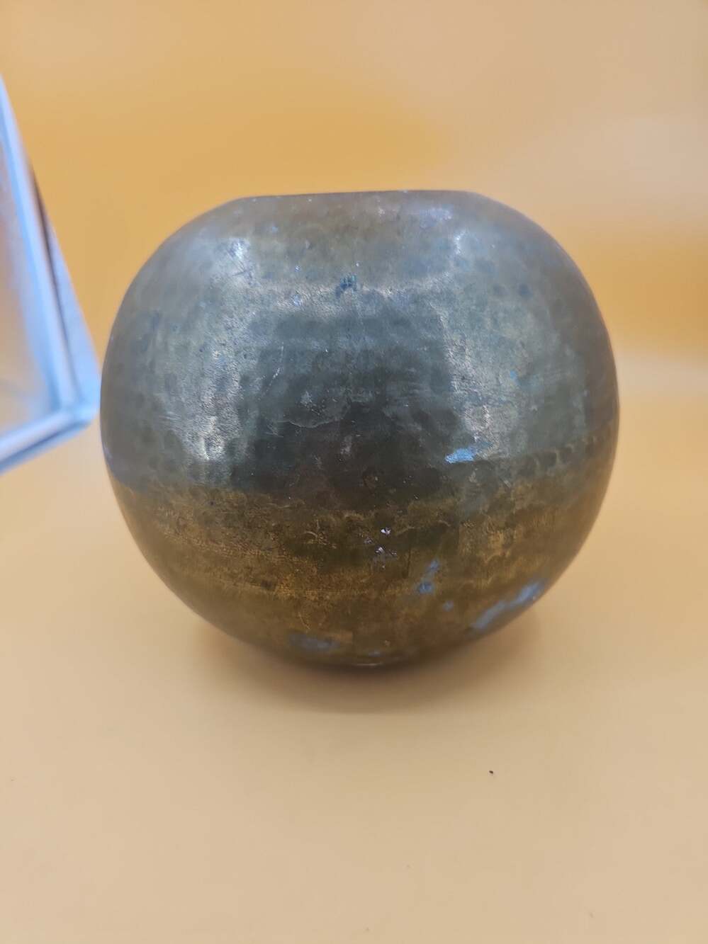 Vintage Hammered Brass Sphere Vase 7"x8.5" Made In India
